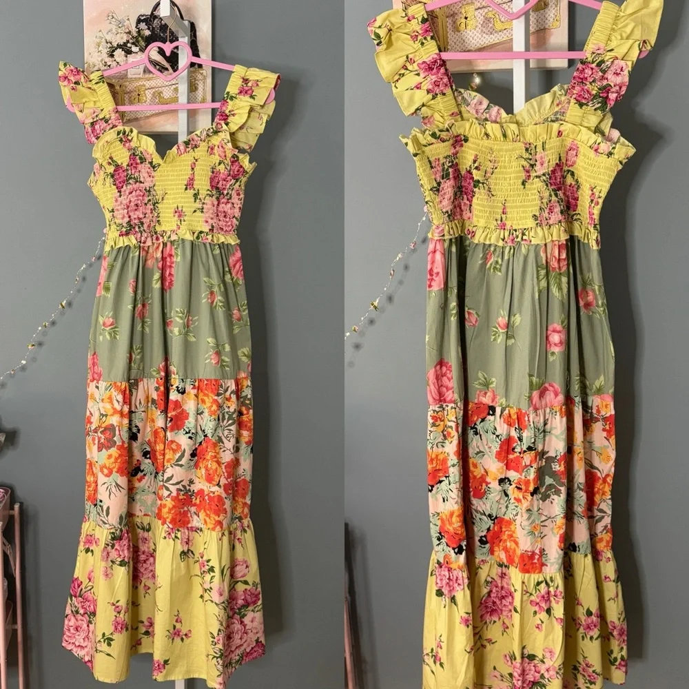 105 • ON SALE!...Emilia Botanical Maxi Dress | French Country Floral Tiered Maxi - Picture 2 of 11